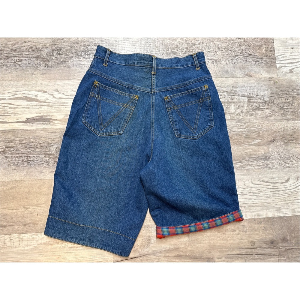 Vtg MISSION BAY High Waist Denim Mom Shorts Bermuda Knee Length Sz 7 - Picture 3 of 3